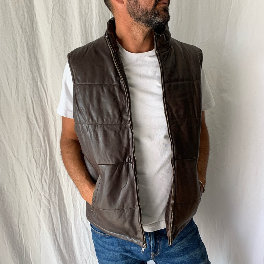 Brown leather vest